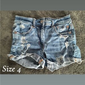 American Eagle Outfitters Blue Distressed Jean Shorts